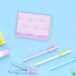 Bloco De Notas Nome personalizado com padrão de arco-íris pastel 