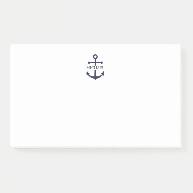 Bloco De Notas Nome Personalizado da Âncora Azul do Marinho Náuti (Frente)