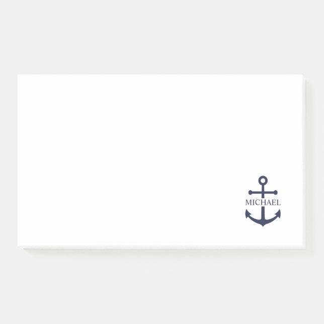 Bloco De Notas Nome Personalizado da Âncora Azul do Marinho Náuti (Frente)