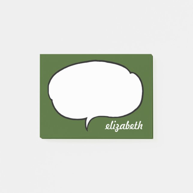 Bloco De Notas Nome Personalizado da Bolha de Conversação Verde e (Frente)