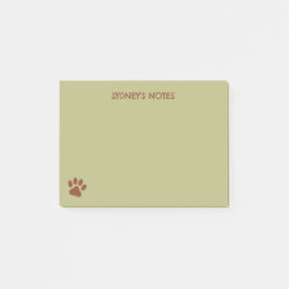 Bloco De Notas Nome personalizado da pata de cão castanho