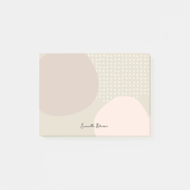 Bloco De Notas Nome Personalizado de Abstrato Neutro de Boho Únic (Frente)