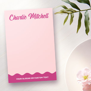 Bloco De Notas Nome personalizado de borda ondulada cor-de-rosa r