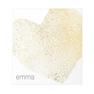 Bloco De Notas Nome Personalizado de Coração Dourado e Bonito