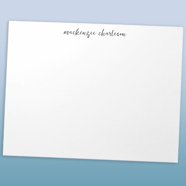 Bloco De Notas Nome Personalizado de Letra Moderna Simples (Simple script monogram name persononalized custom notepad stationery)