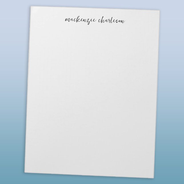 Bloco De Notas Nome Personalizado de Letra Simples Moderna (Simple script monogram name persononalized custom notepad stationery)