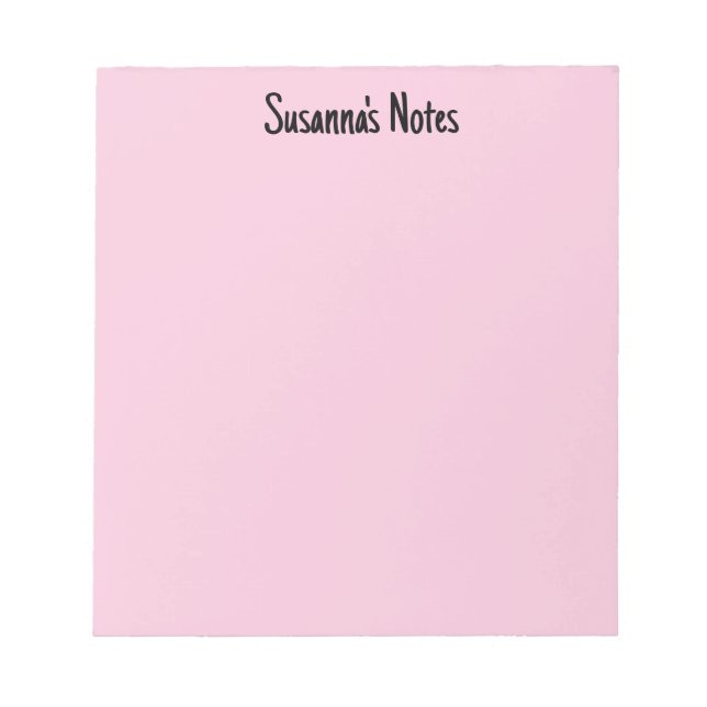 Bloco De Notas Nome Personalizado de Script Girly Moderno Rosa (Frente)