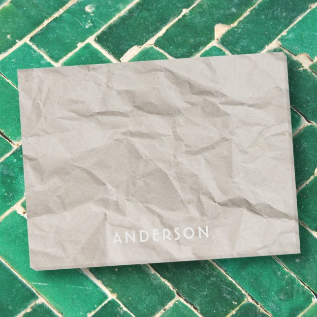 Bloco De Notas Nome personalizado do bege de papel amassado (Criador carregado)