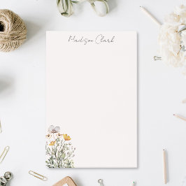 Bloco De Notas Nome Personalizado do Buquê de Flor Selvagem Seco