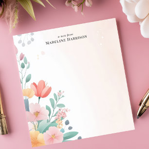 Bloco De Notas Nome Personalizado do Buquê Floral Elegante Pastel