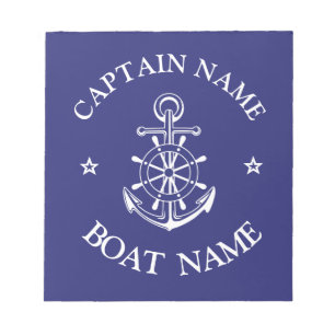 Bloco De Notas Nome personalizado do capitão do barco marinha mar