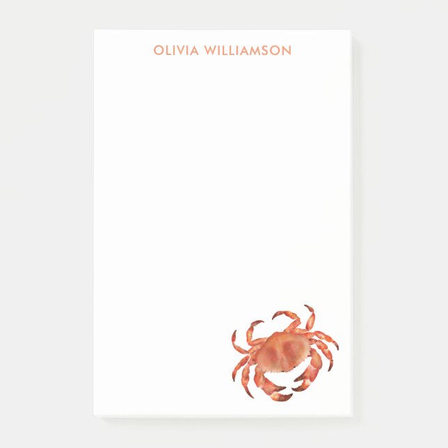 Bloco De Notas Nome Personalizado do Caranguejo Costeiro (Frente)