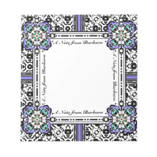 Bloco De Notas Nome Personalizado do Damask Purple e Aqua
