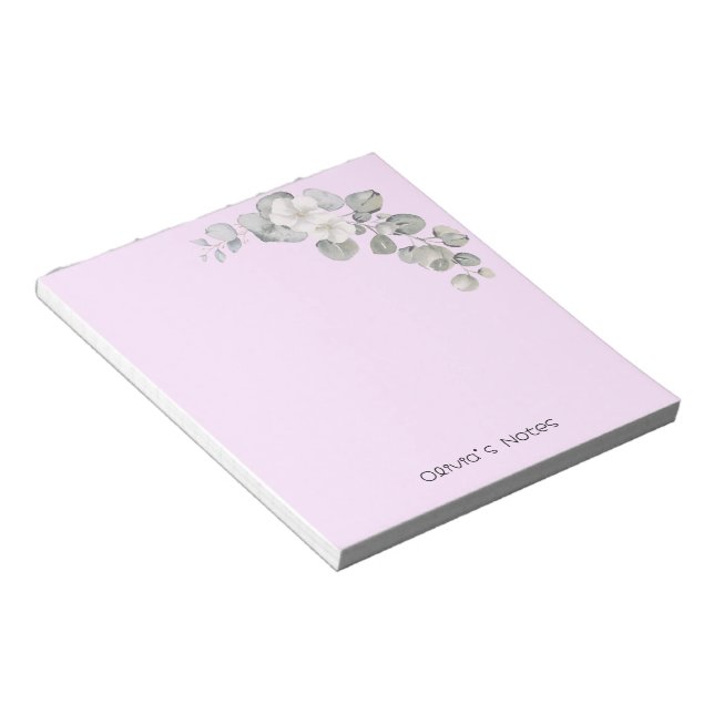 Bloco De Notas Nome personalizado do gradiente da Flor Floral Ros (Inclinado)