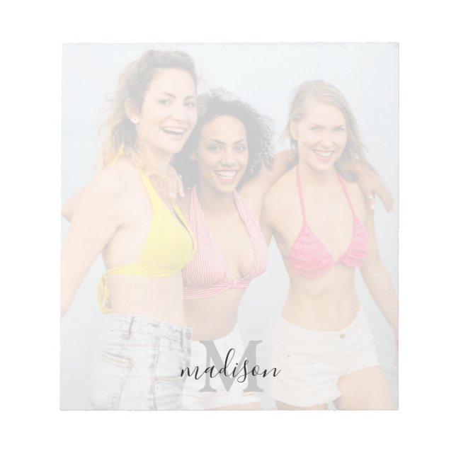 Bloco De Notas Nome personalizado do monograma de fotos (Frente)