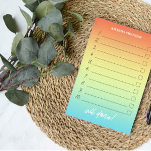 Bloco De Notas Nome Personalizado do Ombre Tropical Numerado para