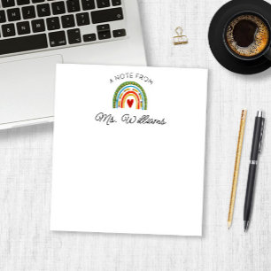 Bloco De Notas Nome Personalizado do Professor Colorido Boho Arco