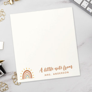 Bloco De Notas Nome personalizado do professor moderno Boho Rainb