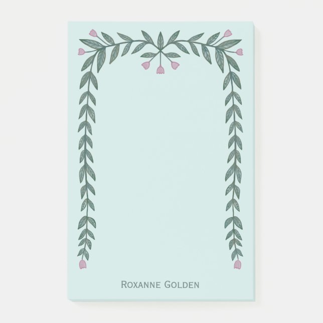 Bloco de Notas NOME PERSONALIZADO do Quadro Floral (Frente)