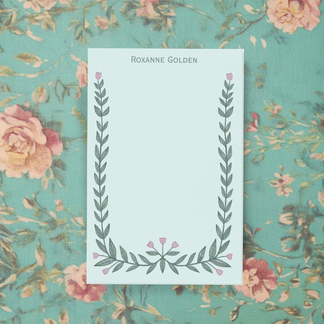 Bloco de Notas NOME PERSONALIZADO do Quadro Floral (Pretty Floral Frame CUSTOM NAME Notepad
)