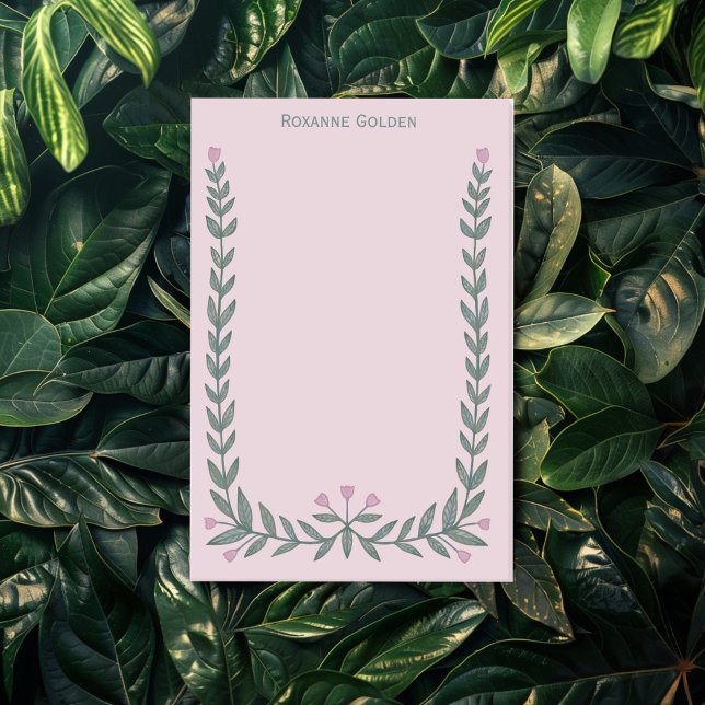 Bloco de Notas NOME PERSONALIZADO do Quadro Floral (Pretty Floral Frame CUSTOM NAME Notepad
)
