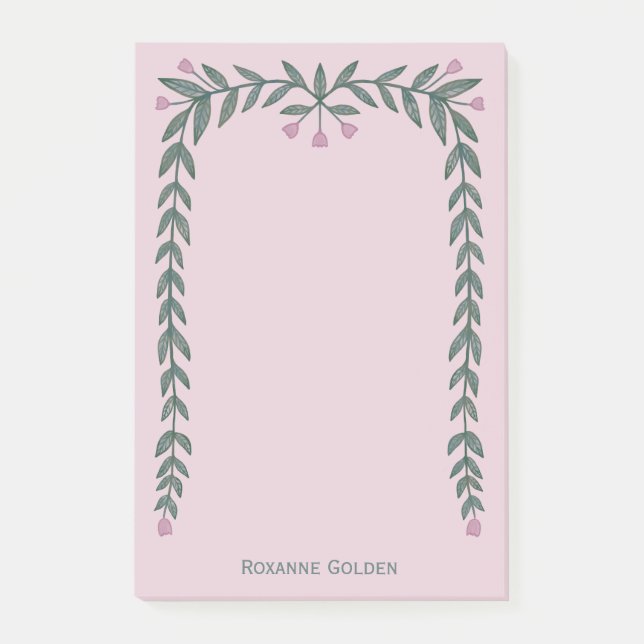 Bloco de Notas NOME PERSONALIZADO do Quadro Floral (Frente)