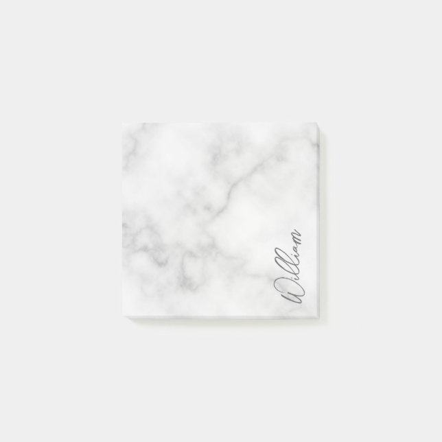 Bloco De Notas Nome Personalizado do Script Moderno do Marble Bra (Frente)