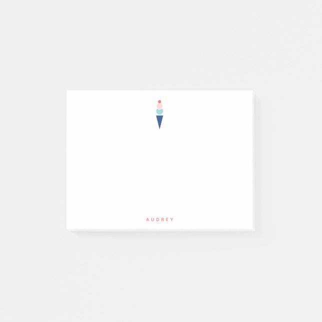 Bloco De Notas Nome Personalizado do Sorvete Pastel Divertido (Frente)