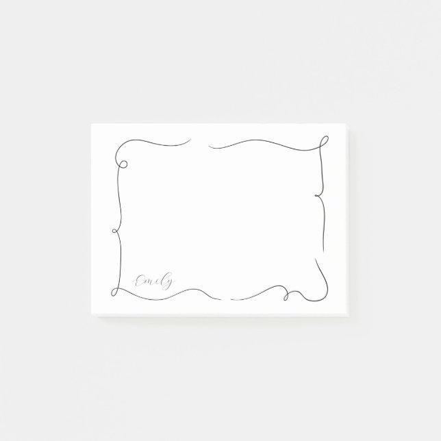 Bloco De Notas Nome Personalizado em Letra Desenhada Francesa  (Frente)