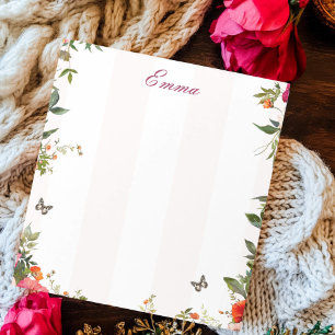 Bloco De Notas Nome personalizado - Faixa rosa e vermelhos