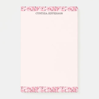 Bloco De Notas Nome Personalizado Flamingo Rosa Padrão Tropical