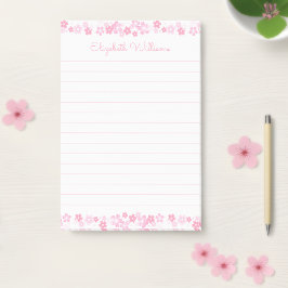 Bloco De Notas Nome Personalizado Flor de Cerejeira Japonesa Rosa