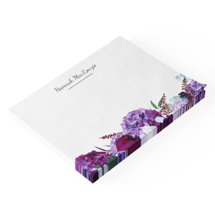 Bloco De Notas Nome Personalizado Floral Roxo Moderno