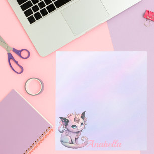 Bloco De Notas Nome Personalizado Gótico Pastel Cat Unicorn