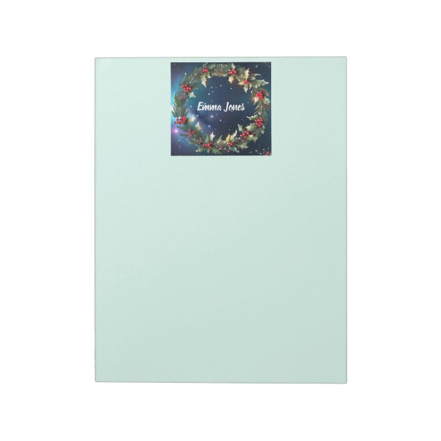 Bloco De Notas Nome Personalizado Holly Wreath Notepad Cartas de  (Invertido)