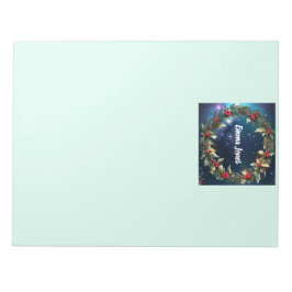 Bloco De Notas Nome Personalizado Holly Wreath Notepad Cartas de 