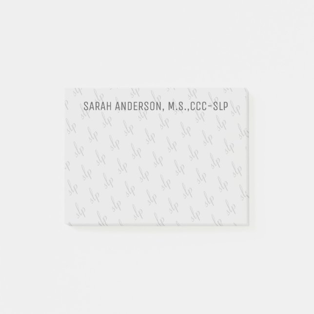 Bloco De Notas Nome personalizado idioma fala Patologista SLP (Frente)