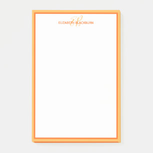 Bloco De Notas Nome Personalizado Iniciais Monogramados Laranja