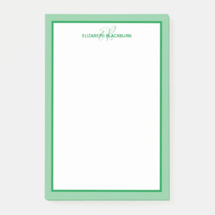 Bloco De Notas Nome Personalizado Inicial Monograma Verde