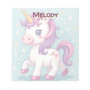 Bloco De Notas Nome Personalizado Kawaii Sparkle Unicorn