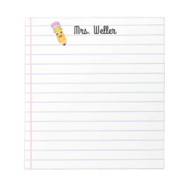 Bloco De Notas Nome Personalizado Lápis de Sorriso de Corte do Pr