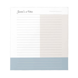 Bloco De Notas Nome Personalizado legal Taupe Moderno Azul Empoei