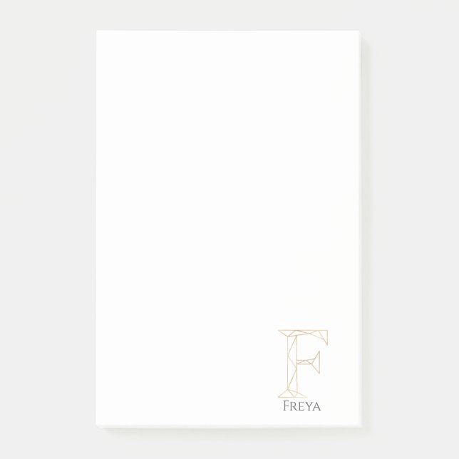 Bloco De Notas Nome personalizado Letra F Monograma Geométrico Do (Frente)