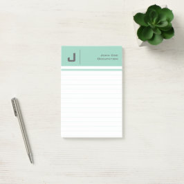 Bloco De Notas Nome Personalizado Limpo Simples Teal Minimalista