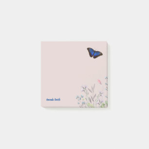 Bloco De Notas Nome Personalizado Linda Borboleta Morpho Flores S