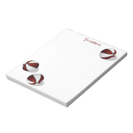 Bloco De Notas nome personalizado maroon white basketball