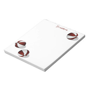 Bloco De Notas nome personalizado maroon white basketball