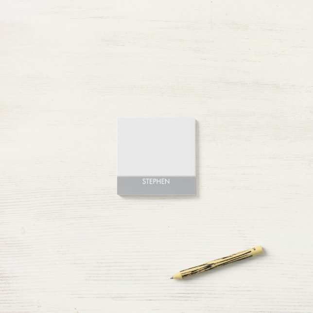 Bloco De Notas Nome personalizado minimalista cinza  (Na mesa)