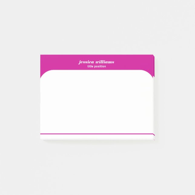 Bloco De Notas Nome personalizado mínimo cor-de-rosa e branco (Frente)
