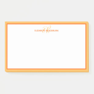 Bloco De Notas Nome Personalizado Monograma Inicial Letra Laranja